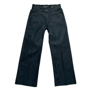 Lee Woman's Charcoal Grey Wide Leg Pants Jeans No Gap Waistband- Size 4 Petite